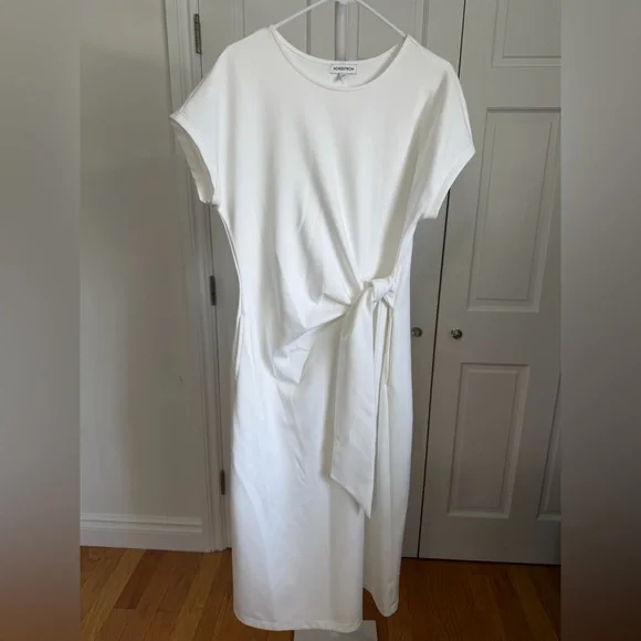 NWOT Nordstrom White Tie Waist Midi Dress Size Large - Picture 3 of 9